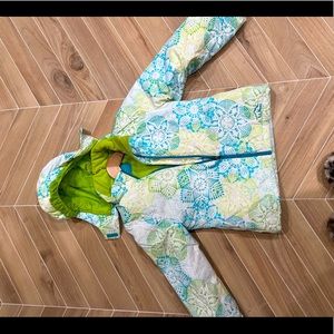 LL Bean, blue, green & white jacket